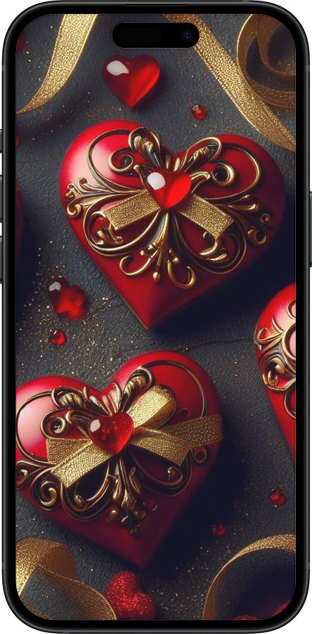 Силиконовый чехол Сердечки v4 для Apple iPhone 15 - 5834u-3075 изображение 