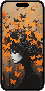 TPU чехол Чехол для телефона Девушка с оранжевыми бабочками для Apple iPhone 16 Plus - 5940b-3714 изображение 