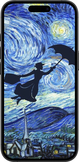 TPU чехол С изображением Мэри Поппинс «Звездная ночь» для Apple iPhone 16 Plus - 6487b-3714 изображение 