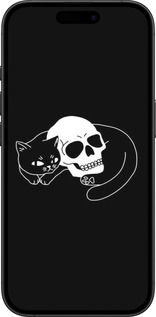 TPU чехол Із зображенням кота та черепа для Apple iPhone 16 Plus - 6491b-3714 изображение 