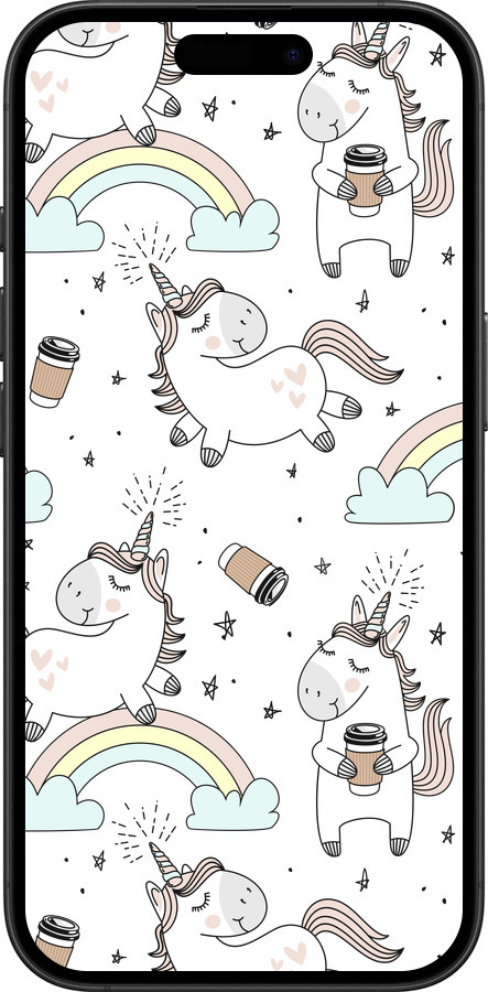 TPU чехол Единорог и кофе для Apple iPhone 16 Plus - 4661b-3714 изображение 
