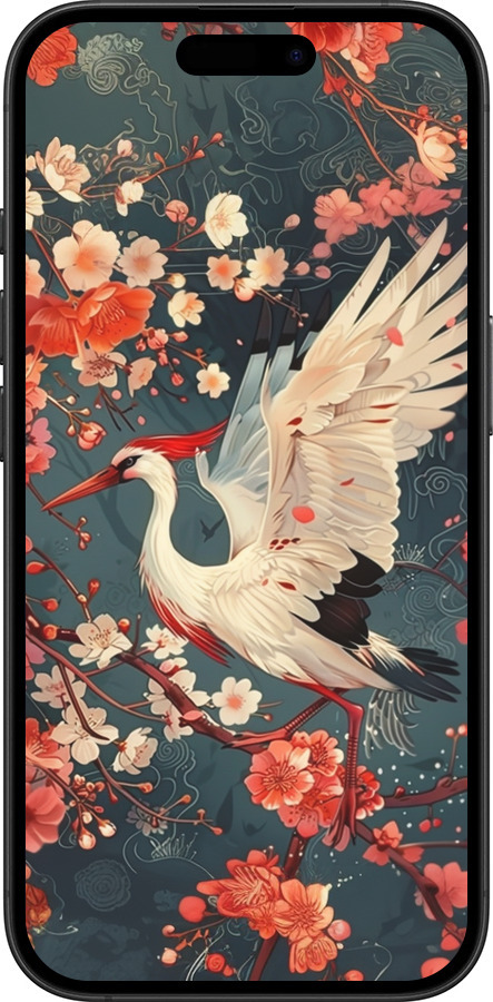 TPU чехол Сакура и аист для Apple iPhone 16 Plus - 6108b-3714 изображение 