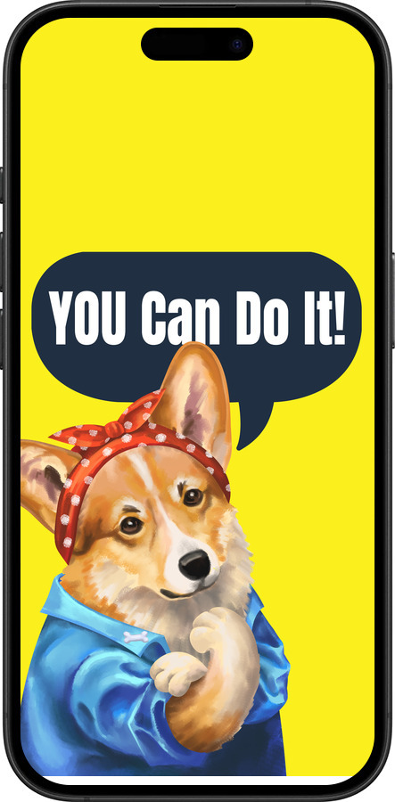 TPU чехол чехол с корги You Can Do It для Apple iPhone 16 Plus - 6184b-3714 изображение 