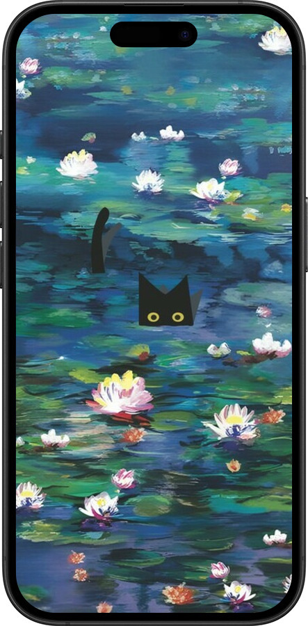 Силиконовый чехол Чехол с изображением водяных лилий Моне и кошек для Apple iPhone 16 Plus - 6399u-3714 изображение 