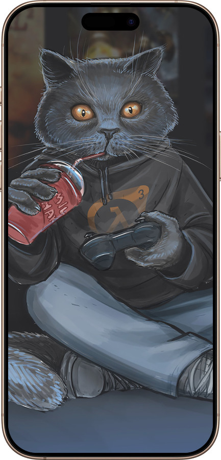 TPU чехол gamer cat для Apple iPhone 16 Pro Max - 4140b-3706 изображение 