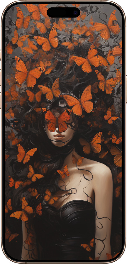 TPU чехол Дівчина з помаранчевими метеликами для Apple iPhone 16 Pro Max - 5941b-3706 изображение 