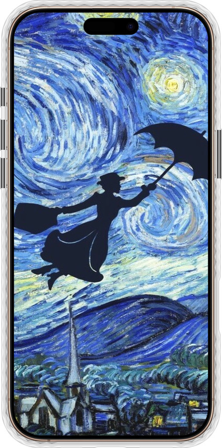 Чохол Bumper чехол Із зображенням Мері Поппінс «Зоряна ніч» для Apple iPhone 16 Pro Max - 6487pc-3706 изображение 