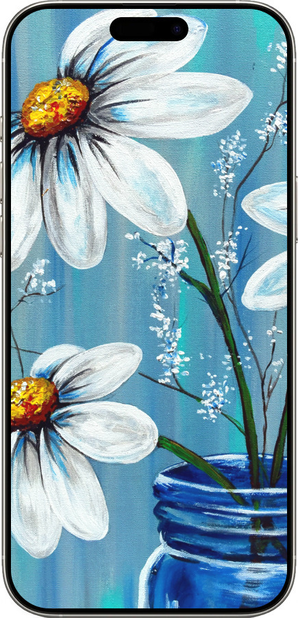 TPU чехол Красиві арт-ромашки для Apple iPhone 16 Pro - 4031b-3708 изображение 