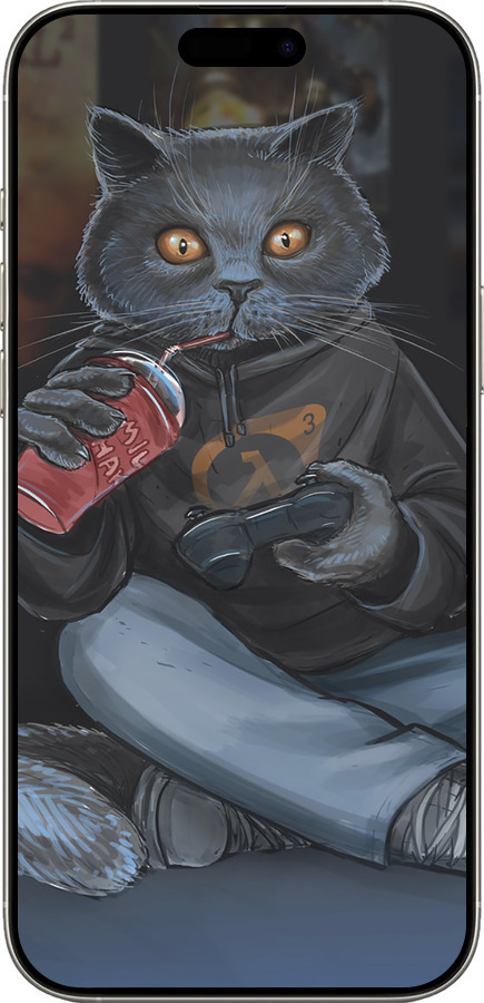 TPU чехол gamer cat для Apple iPhone 16 Pro - 4140b-3708 изображение 