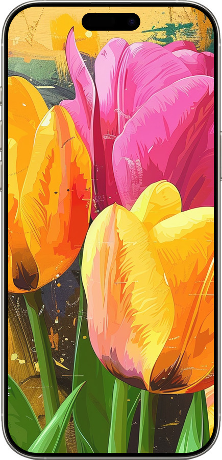 TPU чехол Нарисованные тюльпаны для Apple iPhone 16 Pro - 5990b-3708 изображение 