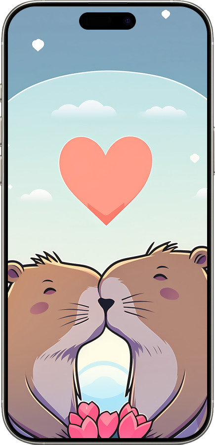 TPU чехол Капибара любовь для Apple iPhone 16 Pro - 6027b-3708 изображение 