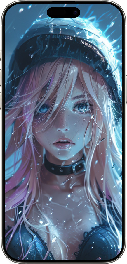 TPU чехол Аниме-дива под дождем для Apple iPhone 16 Pro - 6120b-3708 изображение 