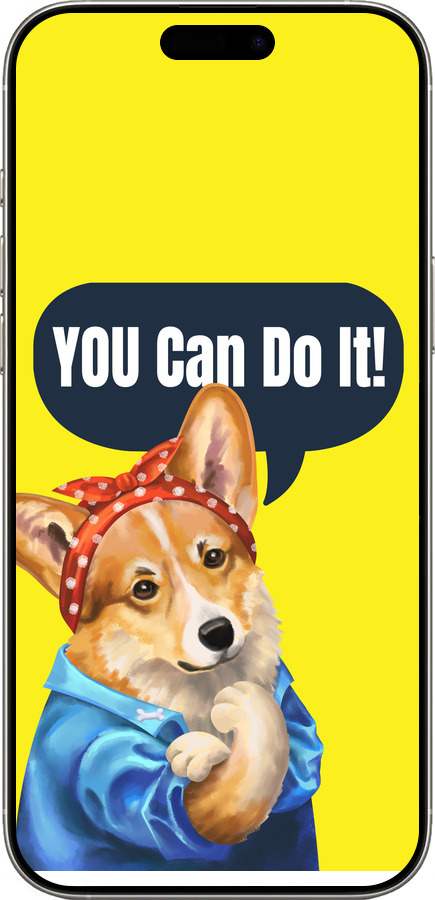 TPU чехол чехол с корги You Can Do It для Apple iPhone 16 Pro - 6184b-3708 изображение 