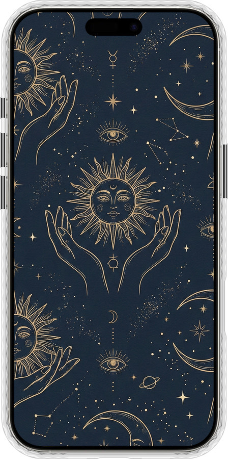 Чохол Bumper чехол Celestial Harmony: Sun & Moon Gold Mystic Pattern для Apple iPhone 16 Pro - 6778pc-3708 изображение 