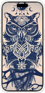 Силикон с усиленными углами чехол Узорчатая сова для Apple iPhone 16 Pro - 4000sp-3708 изображение 