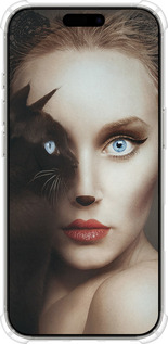 Силикон с усиленными углами чехол Взгляд женщины и кошки для Apple iPhone 16 Pro - 4041sp-3708 изображение 
