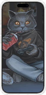 Силикон с усиленными углами чехол gamer cat для Apple iPhone 16 Pro - 4140sp-3708 изображение 