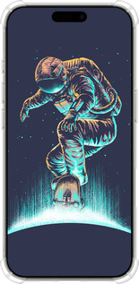 Силикон с усиленными углами чехол Космонавт на скейтборде для Apple iPhone 16 Pro - 4145sp-3708 изображение 
