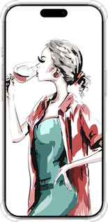 Силикон с усиленными углами чехол Девушка с бокалом для Apple iPhone 16 Pro - 4662sp-3708 изображение 