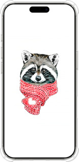 Силикон с усиленными углами чехол Енот в шарфе для Apple iPhone 16 Pro - 4688sp-3708 изображение 