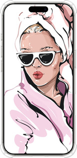 Силикон с усиленными углами чехол Девушка в очках 2 для Apple iPhone 16 Pro - 4714sp-3708 изображение 