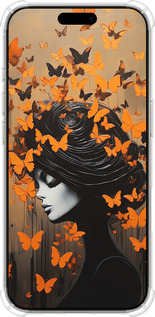 Силіконовий протиударний с посиленими кутами чехол Чохол для телефону Дівчина з помаранчевими метеликами для Apple iPhone 16 Pro - 5940sp-3708 изображение 