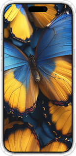 Силикон с усиленными углами чехол Желто-голубые бабочки для Apple iPhone 16 Pro - 6046sp-3708 изображение 