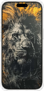 Силіконовий протиударний с посиленими кутами чехол Лев у золотих фарбах для Apple iPhone 16 Pro - 6155sp-3708 изображение 