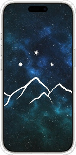 Силикон с усиленными углами чехол Горы и звезды нарисованы на фоне галактики для Apple iPhone 16 Pro - 6490sp-3708 изображение 