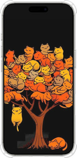 Силикон с усиленными углами чехол Дерево и котики для Apple iPhone 16 Pro - 6516sp-3708 изображение 