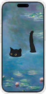 Силикон с усиленными углами чехол С изображением кота и водяной лилии Monet для Apple iPhone 16 Pro - 6519sp-3708 изображение 