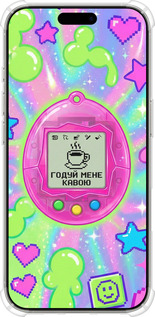 Силикон с усиленными углами чехол Y2K Aesthetic Retro Pet: Годуй мене кавою для Apple iPhone 16 Pro - 6784sp-3708 изображение 