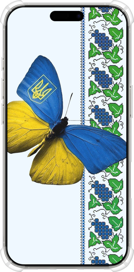 Силикон с усиленными углами чехол Желто-голубая бабочка для Apple iPhone 16 Pro - 1054sp-3708 изображение 