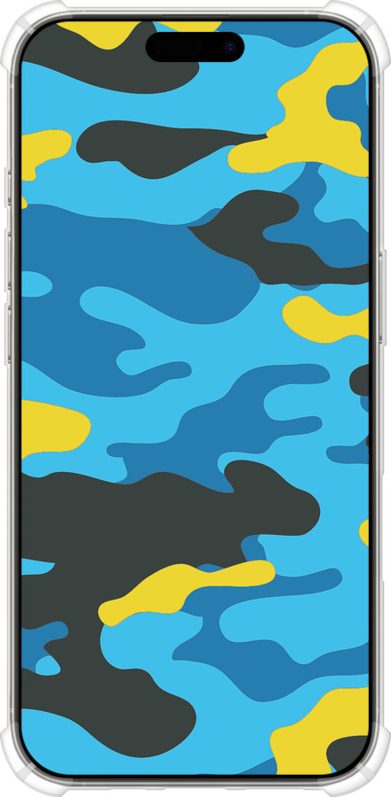Силіконовий протиударний с посиленими кутами чехол Жовто-блакитний камуфляж для Apple iPhone 16 Pro - 1084sp-3708 изображение 