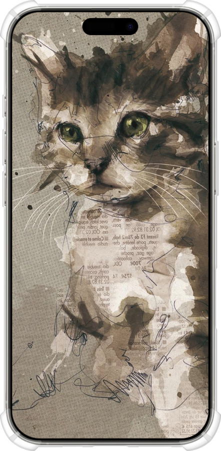Силикон с усиленными углами чехол Котёнок из пятен и линий для Apple iPhone 16 Pro - 119sp-3708 изображение 