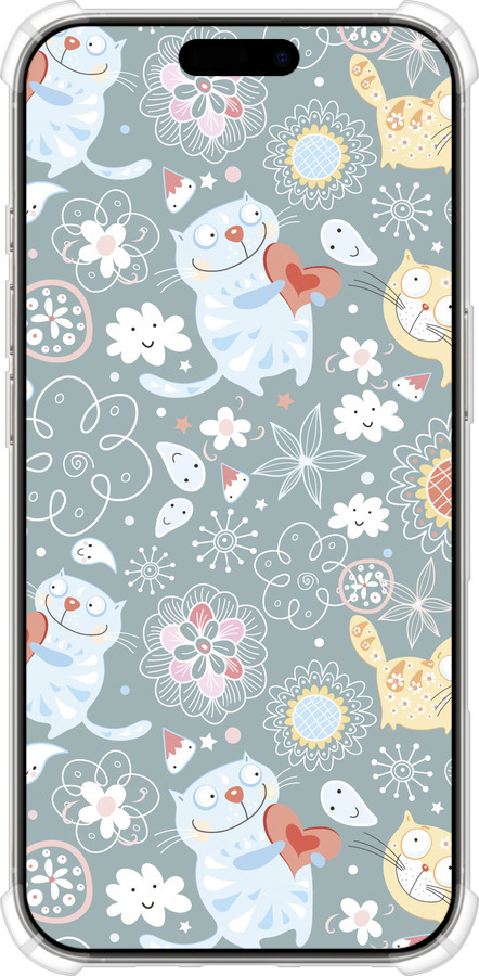 Силикон с усиленными углами чехол Котята v3 для Apple iPhone 16 Pro - 1223sp-3708 изображение 