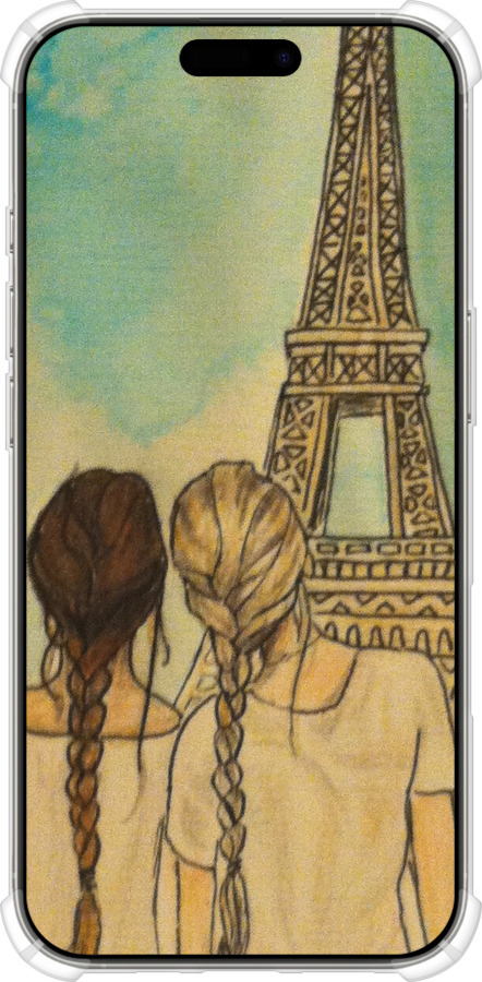 Силикон с усиленными углами чехол Девушки в Париже для Apple iPhone 16 Pro - 3980sp-3708 изображение 