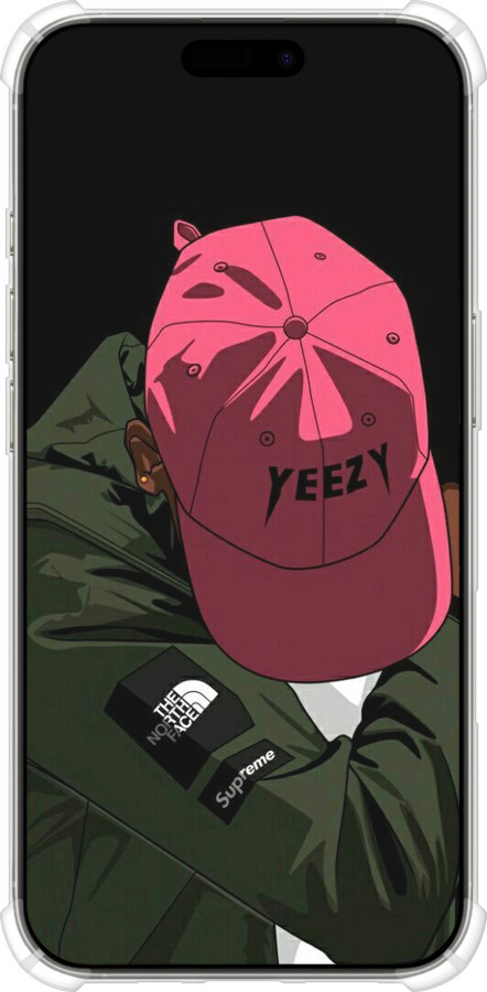 Силикон с усиленными углами чехол logo de yeezy для Apple iPhone 16 Pro - 3995sp-3708 изображение 