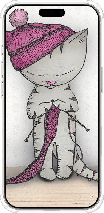 Силіконовий протиударний с посиленими кутами чехол Кішка рукодільниця для Apple iPhone 16 Pro - 4056sp-3708 изображение 