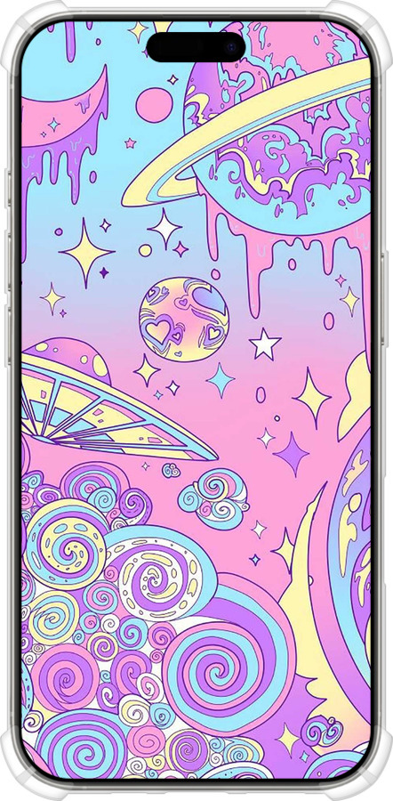 Силикон с усиленными углами чехол Розовая галактика для Apple iPhone 16 Pro - 4146sp-3708 изображение 