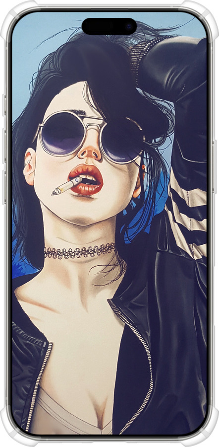 Силикон с усиленными углами чехол Девушка на стиле для Apple iPhone 16 Pro - 4151sp-3708 изображение 
