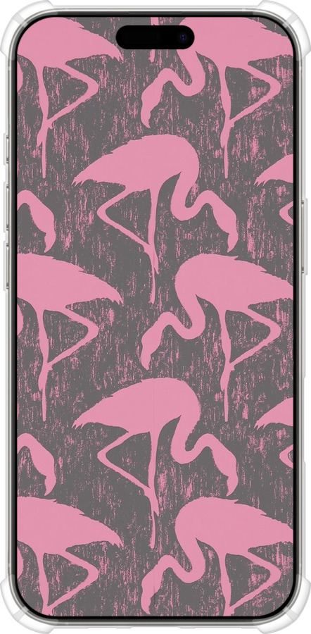 Силикон с усиленными углами чехол Vintage-Flamingos для Apple iPhone 16 Pro - 4171sp-3708 изображение 