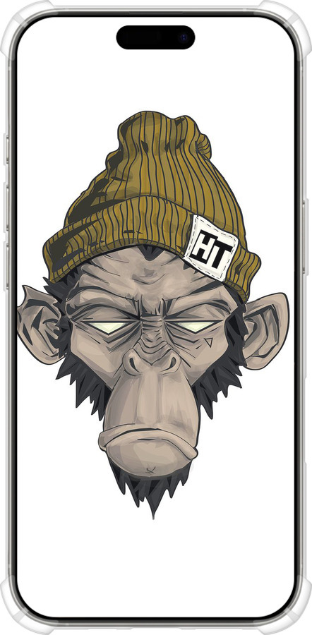 Силикон с усиленными углами чехол Обезьяна в шапке для Apple iPhone 16 Pro - 4183sp-3708 изображение 
