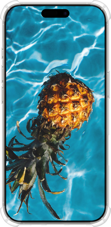 Силикон с усиленными углами чехол Ананас на воде для Apple iPhone 16 Pro - 4384sp-3708 изображение 