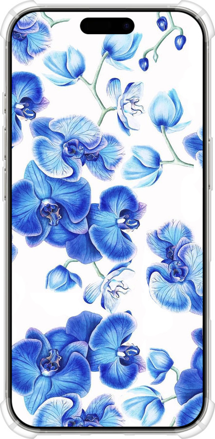 Силіконовий протиударний с посиленими кутами чехол Блакитні орхідеї для Apple iPhone 16 Pro - 4406sp-3708 изображение 
