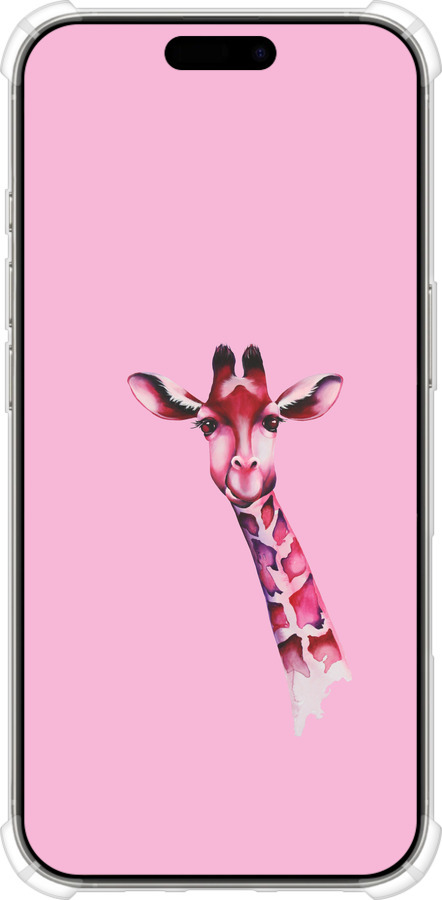 Силикон с усиленными углами чехол Розовая жирафа для Apple iPhone 16 Pro - 4441sp-3708 изображение 
