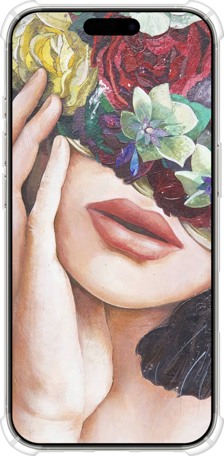 Силіконовий протиударний с посиленими кутами чехол Head Flower для Apple iPhone 16 Pro - 4460sp-3708 изображение 