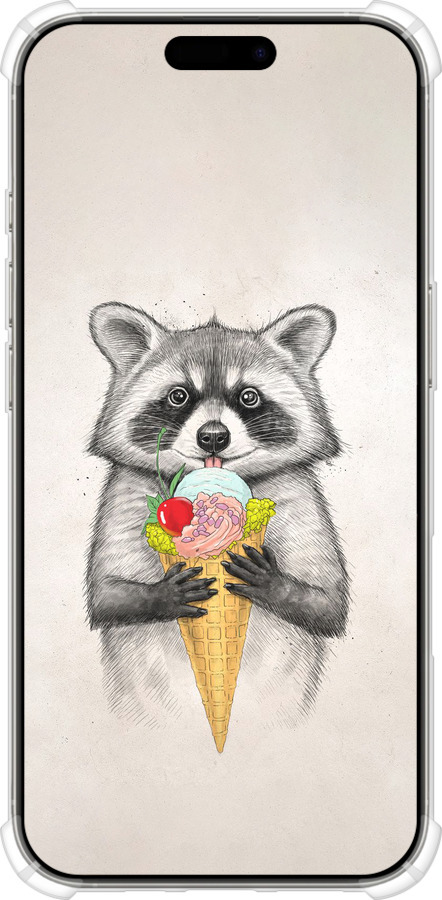 Силіконовий протиударний с посиленими кутами чехол Єнотик з морозивом для Apple iPhone 16 Pro - 4602sp-3708 изображение 