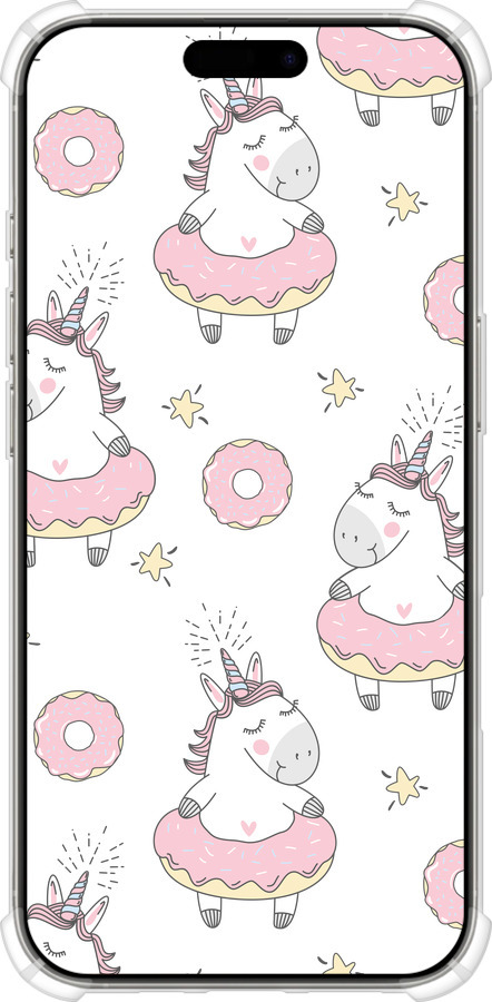 Силикон с усиленными углами чехол Единорожки для Apple iPhone 16 Pro - 4659sp-3708 изображение 
