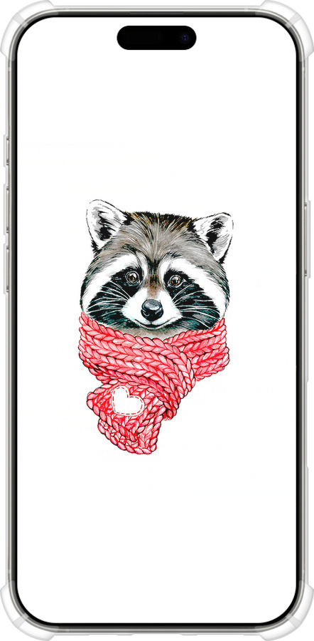 Силикон с усиленными углами чехол Енот в шарфе для Apple iPhone 16 Pro - 4688sp-3708 изображение 